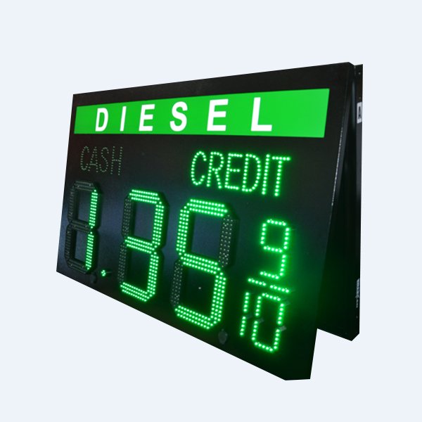 LED GAS SIGN Black & Green 2 Sides 15”