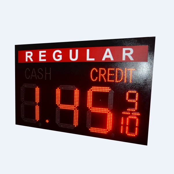 LED GAS SIGN Black & Red 2 Sides 15”